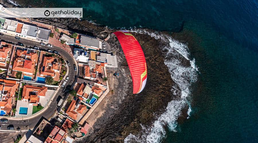 Paragliding mid-mountain flight- Adeje