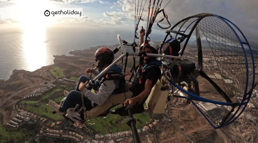 Paratrike flight over the Adeje Coast